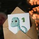 image 3 of Cute Dinosaur Cartoon Age 1 Year Old  Kids 1st Birthday Card