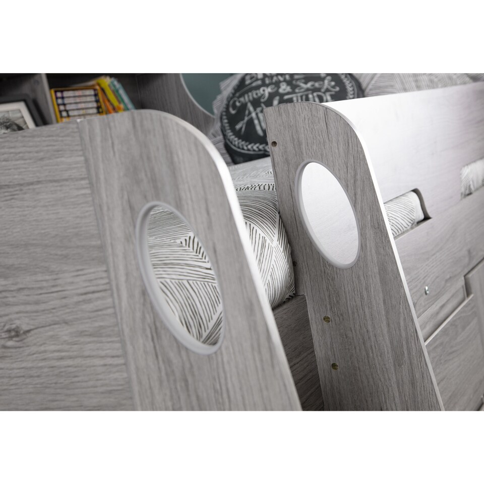 image 1 of Jupiter Mid Sleeper with Pull-Out Desk and Storage - Grey Oak Effect, Single