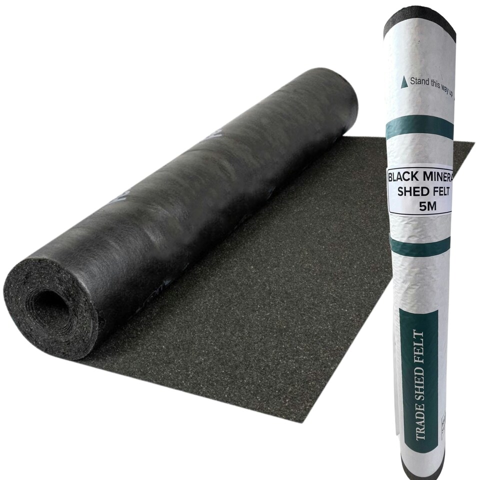 image 1 of NOVECRAFTO Standard Grade Shed Roof Felt – Heavy-Duty Mineral Roofing Felt for Sheds, Summerhouses & Kennels – Durable, Weatherproof Covering Black | 5m x 1m