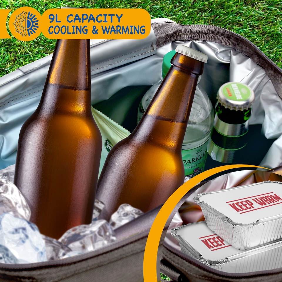 image 1 of SUNMER 9L Cooler Bag with Adjustable Shoulder Strap - Grey & Lime