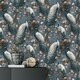 image 2 of Erismann Play Of Light Peacock Vinyl Textured Wallpaper - Navy Blue - 10m x 53cm Blue