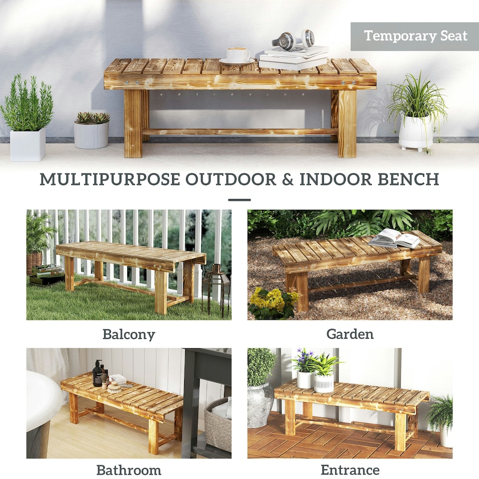 image 1 of Outsunny 1.1M Outdoor Garden Bench Patio Loveseat Fir Wood 2 Person
