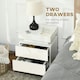 image 6 of HOMCOM High Gloss Bedside Table with LED Light and 2 Drawers, White