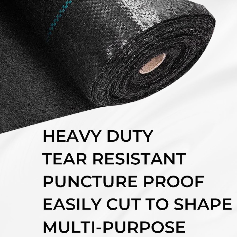image 1 of Weed Control Membrane Barrier Fabric - 100gsm Heavy Duty - 3m x 100m | Black | 3M x 100M | 1