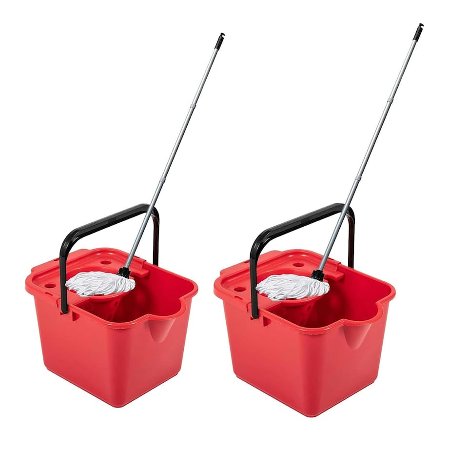 image 1 of 1 x Red 12L Cotton Mop Bucket Set Complete With Pouring Lip Ideal For Mopping All Kinds Of Hard Floors