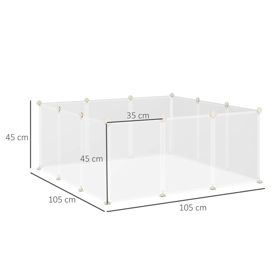 image 1 of PawHut Pet Playpen DIY Small Animal Cage 12 Panels for Hedgehog Bunny Chinchilla