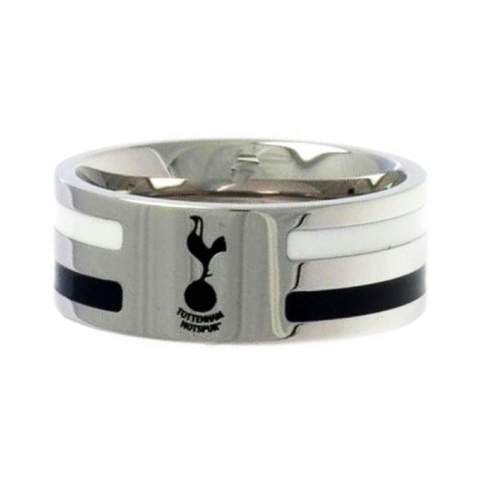Tottenham Hotspur FC Official Colour Stripe Ring - Silver - Medium