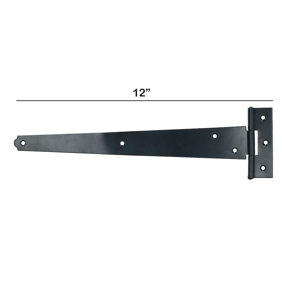 image 1 of 12" (300mm) Heavy Duty T Tee Hinges for Doors + Gates with Fixing Screws 8pc Black