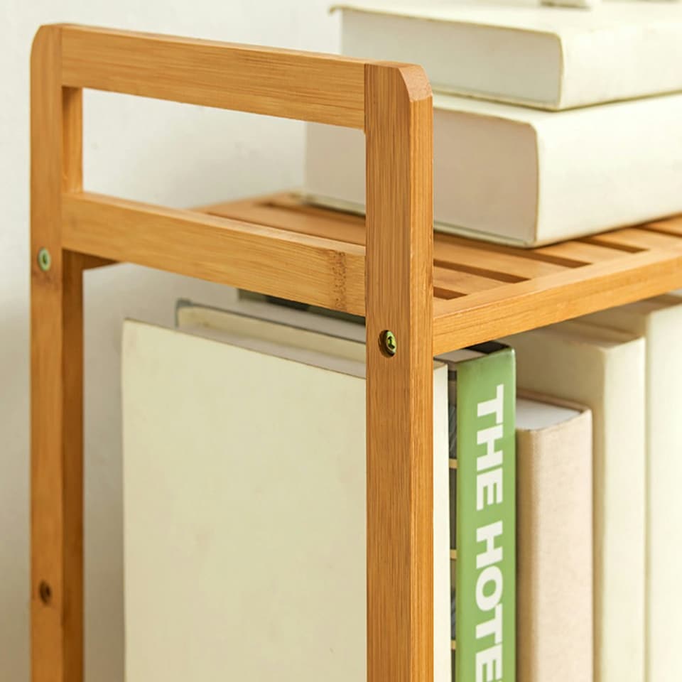 image 1 of Living and Home 4 Tier Bamboo Wood Storage Shelf Rack-50cm W x 25cm D x 100cm H