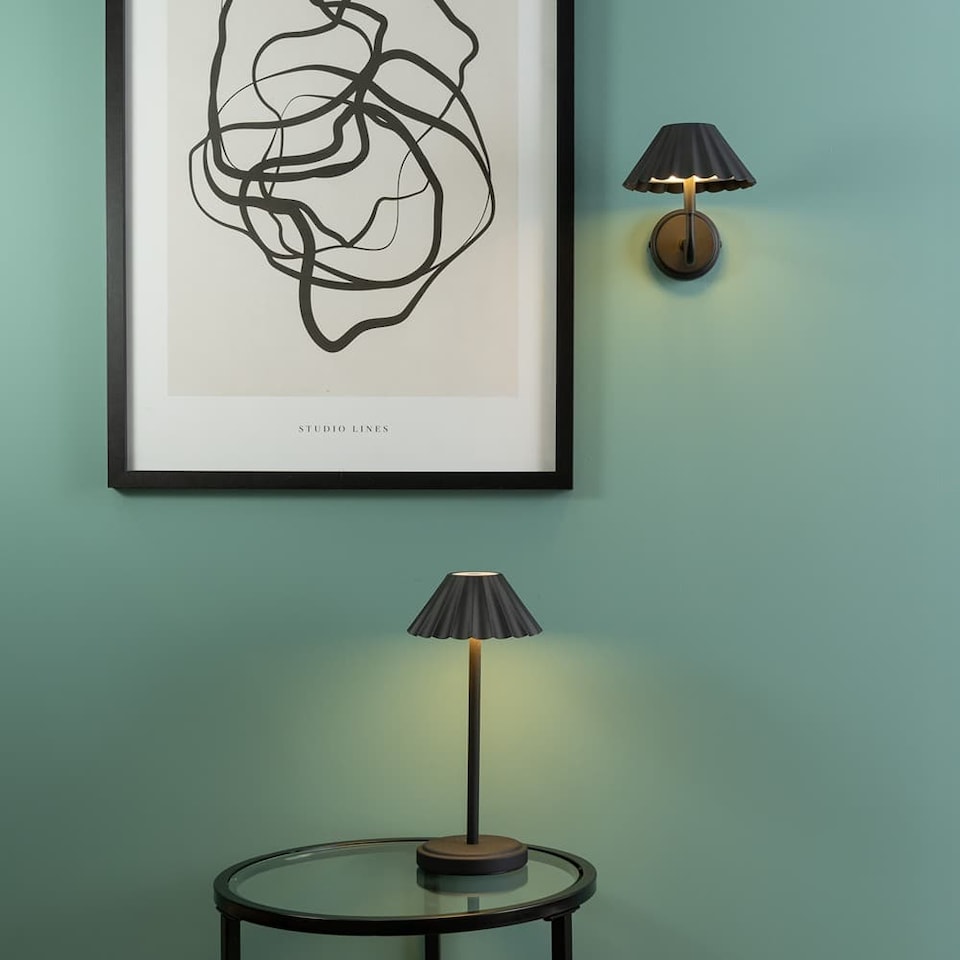 image 1 of ValueLights Avery Black Rechargeable Table Lamp & Integrated Bulb | Black