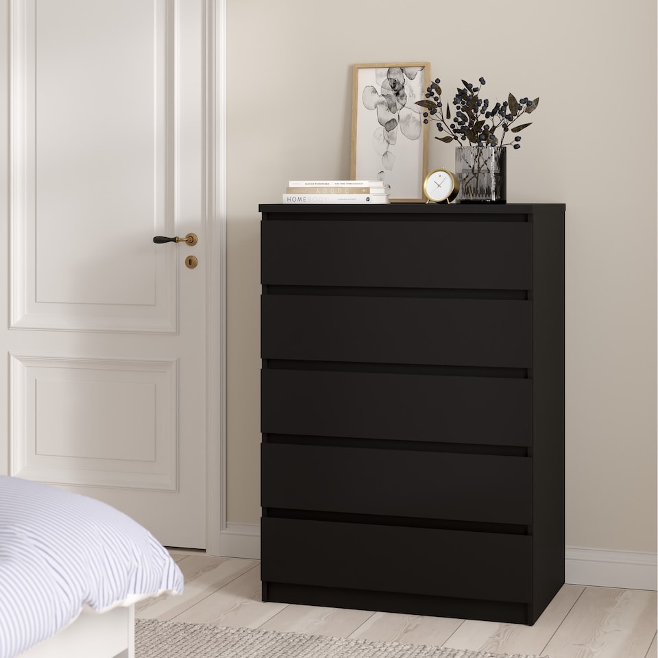 image 1 of Naia Chest of 5 Drawers in Black Matt