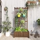 image 2 of Outsunny Wood Planter with Trellis for Climbing Plants Vines Planter Box Brown