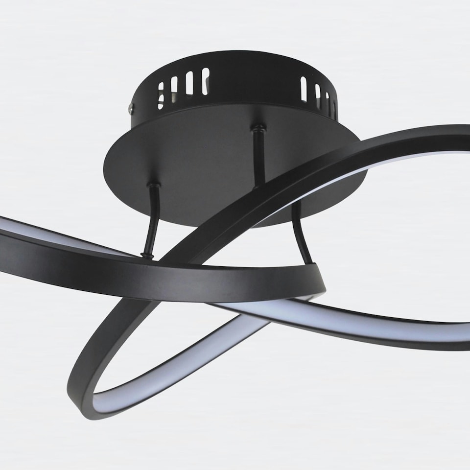 image 1 of First Choice Lighting Matt Black LED Loop Ceiling Light Black | White