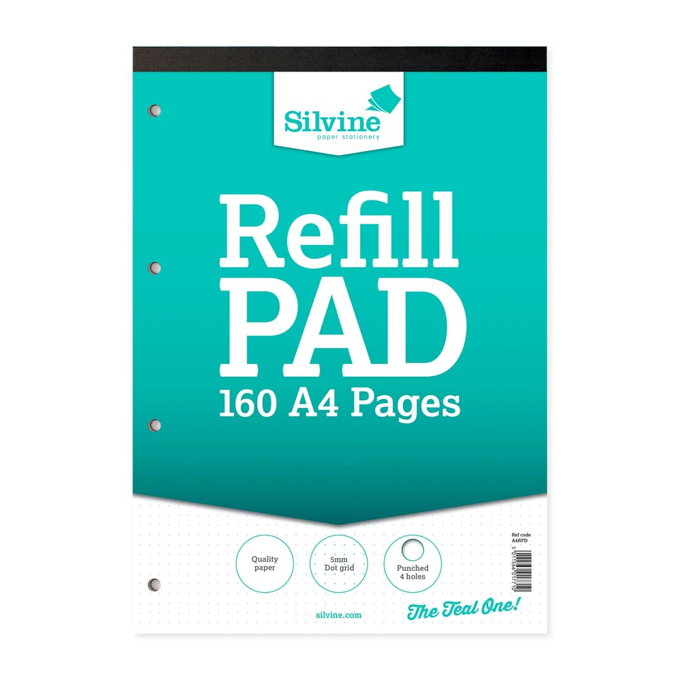 image 1 of Silvine A4 Ruled 5mm Dot Refill Pads 80 Leaves