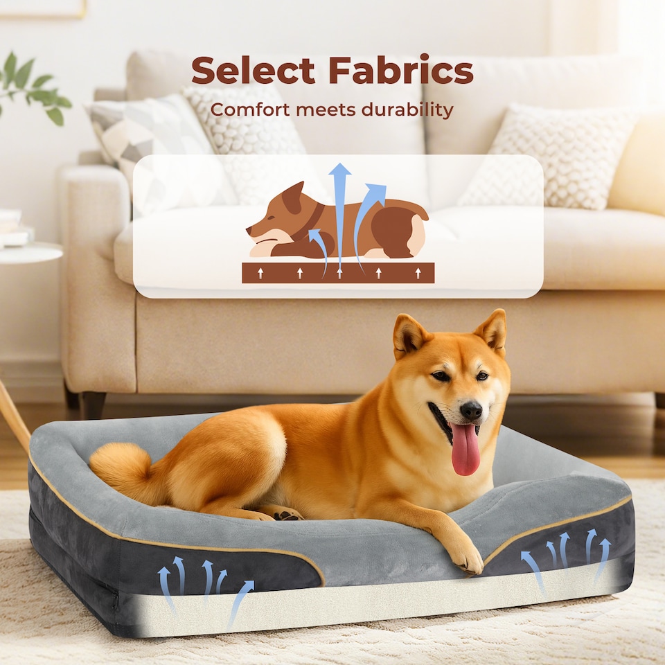 image 1 of Skylos Grey 80cm Orthopedic Dog Bed Memory Foam Washable Pet Puppy Mattress | Grey | 80 x 56cm | One Size