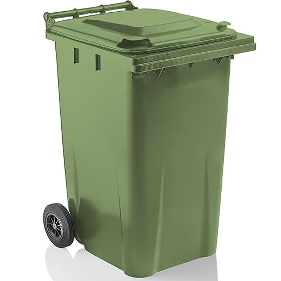 image 1 of Large 240 Litre Green Coloured Outdoor Council Wheelie Bins Complete With Lid And Wheels | Green