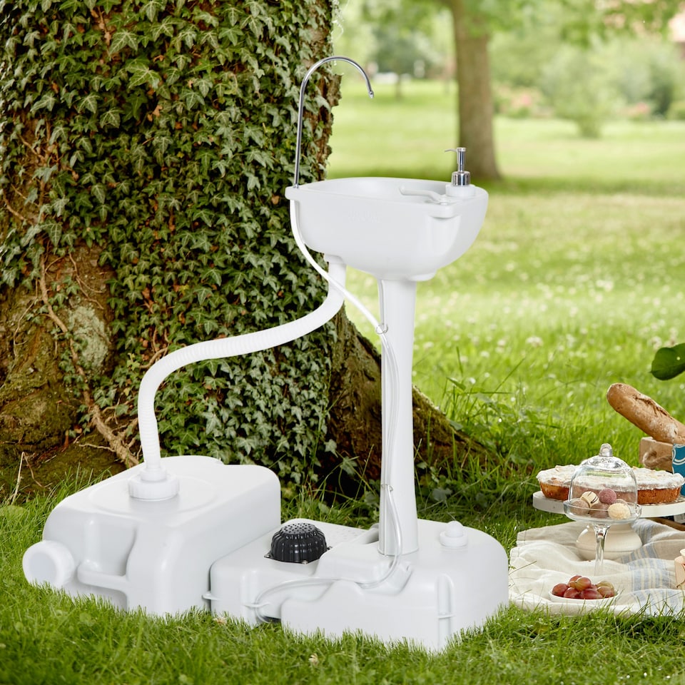 image 1 of Outsunny 24L Portable Portable Hand wash Sink Washing Basin Water Tank