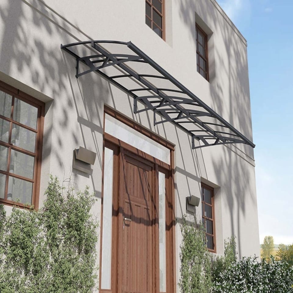 image 1 of Patio Cover Amsterdam Door Awning Canopy 4460 Clear - Acrylic - L447 x W139 x H33 cm - Grey Grey