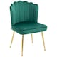 image 1 of HOMCOM Velvet-Feel Shell Accent Chair Home Bedroom Lounge Metal Legs Green