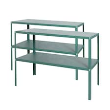 Lacewing Twinpack Traditional 2 Tier Greenhouse Staging Shelving Bench in Green 119cm