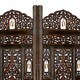 image 3 of 4 Panel Heavy Duty Carved  Screen Wooden Bells Design Room Divider Dark Brown 200 x 180 cm | Brown | Dark Brown | 200 x 180 cm