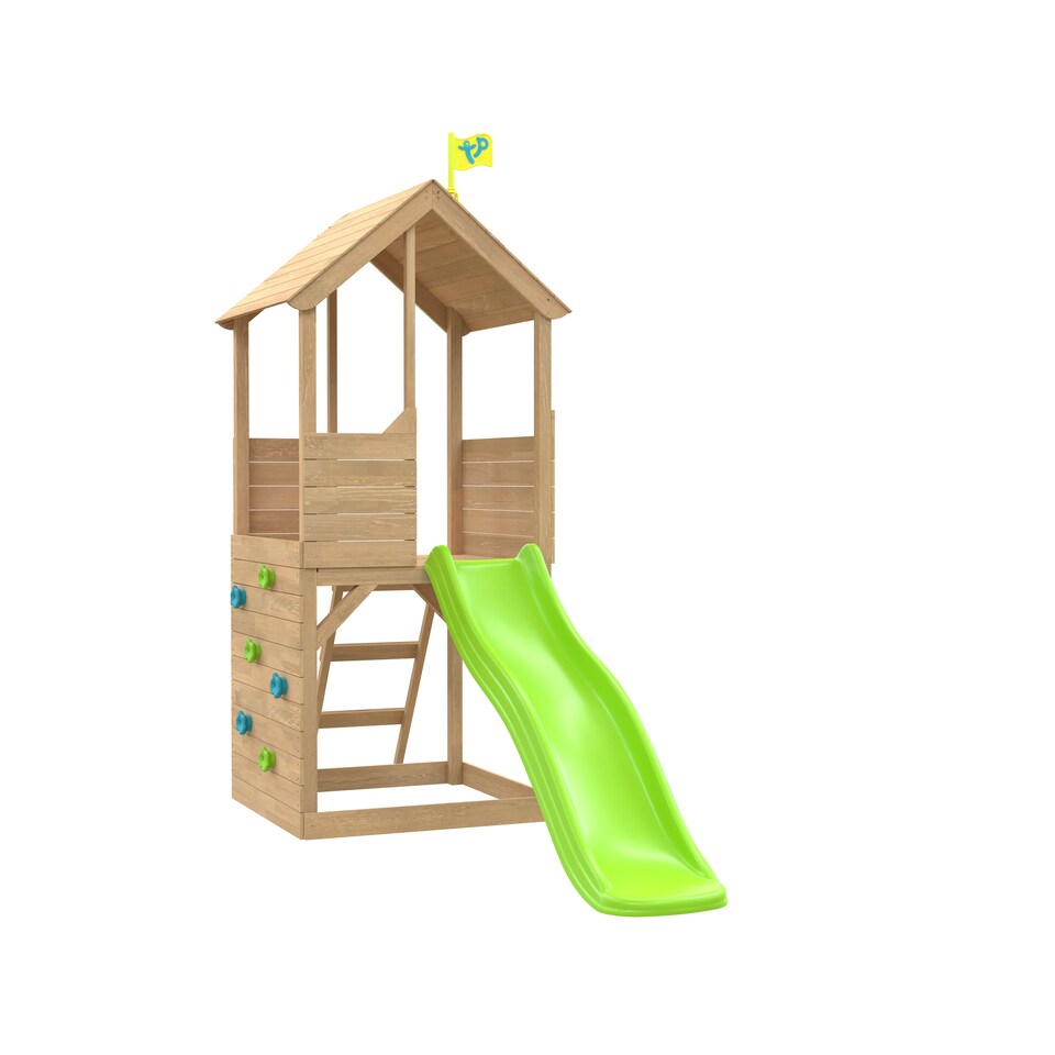 Treehouse Wooden Play Tower, with Wavy Slide & Climbing Wall - FSC® certified