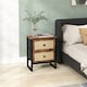 image 2 of HOMCOM Bedside Table, Side Table with 2 Rattan Drawers, Bedside Cabinet with Storage and Steel Legs for Bedroom, Living Room, Rustic Brown
