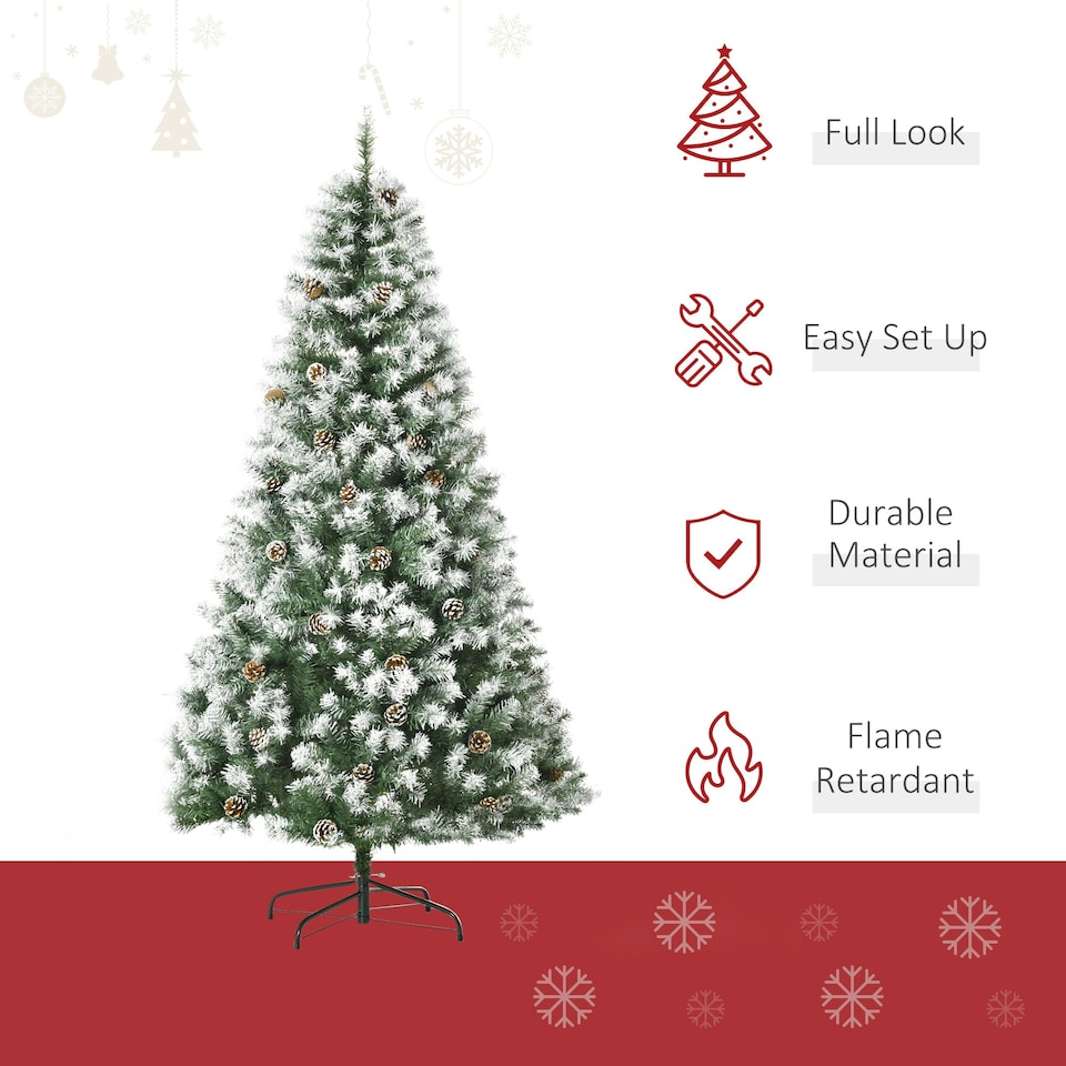 image 1 of HOMCOM 6FT Artificial Christmas Tree Xmas Indoor Decoration, Automatic Open