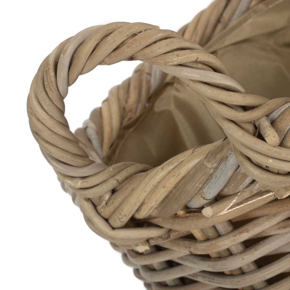 image 1 of Small Oval Rattan Storage Basket With Cordura Lining