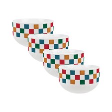 Checkered Ceramic Bowl - Set of 4