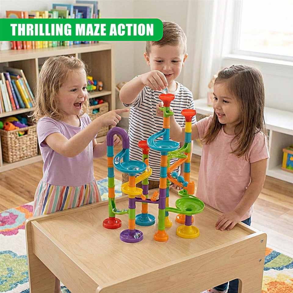 image 1 of The Magic Toy Shop Marble Run Game Toy Set 113 Piece 3D Educational STEM Building Kit