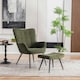 image 4 of Vera Velvet Occasional Living Room Modern Accent Chair with Footstool (Green)