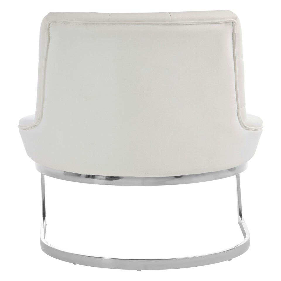 image 1 of Interiors by Premier Luxurious Ivory Faux Leather Dining Chair, Modern Chair With Button Tufted Backrest, Silver Finished Chair White