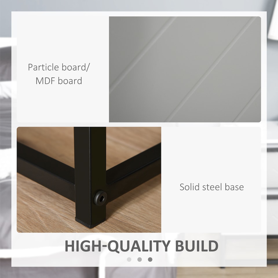 image 1 of HOMCOM Bedside Cabinet with 2 Drawer Storage Unit, Unique Shape Bedroom Table Nightstand with Metal Base, for Living Room, Study Room, Dorm