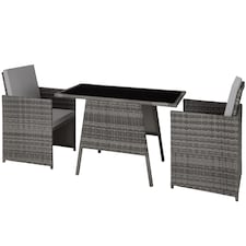 Garden Furniture Set Lausanne - 2 chairs, 1 table, bistro set, weather resistant | Grey | grey | 52,50 x 56 x 88 cm | 1