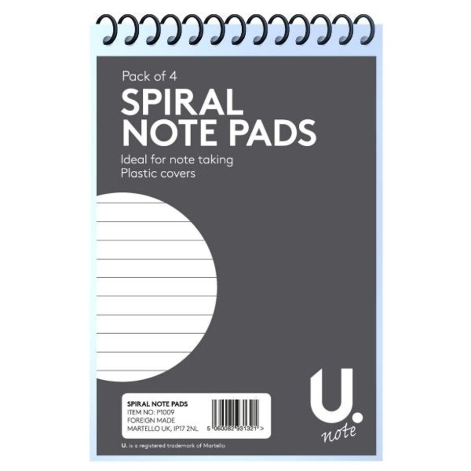 image 1 of Pack of 4 6"x4" 34 Sheets Spiral Note Pads