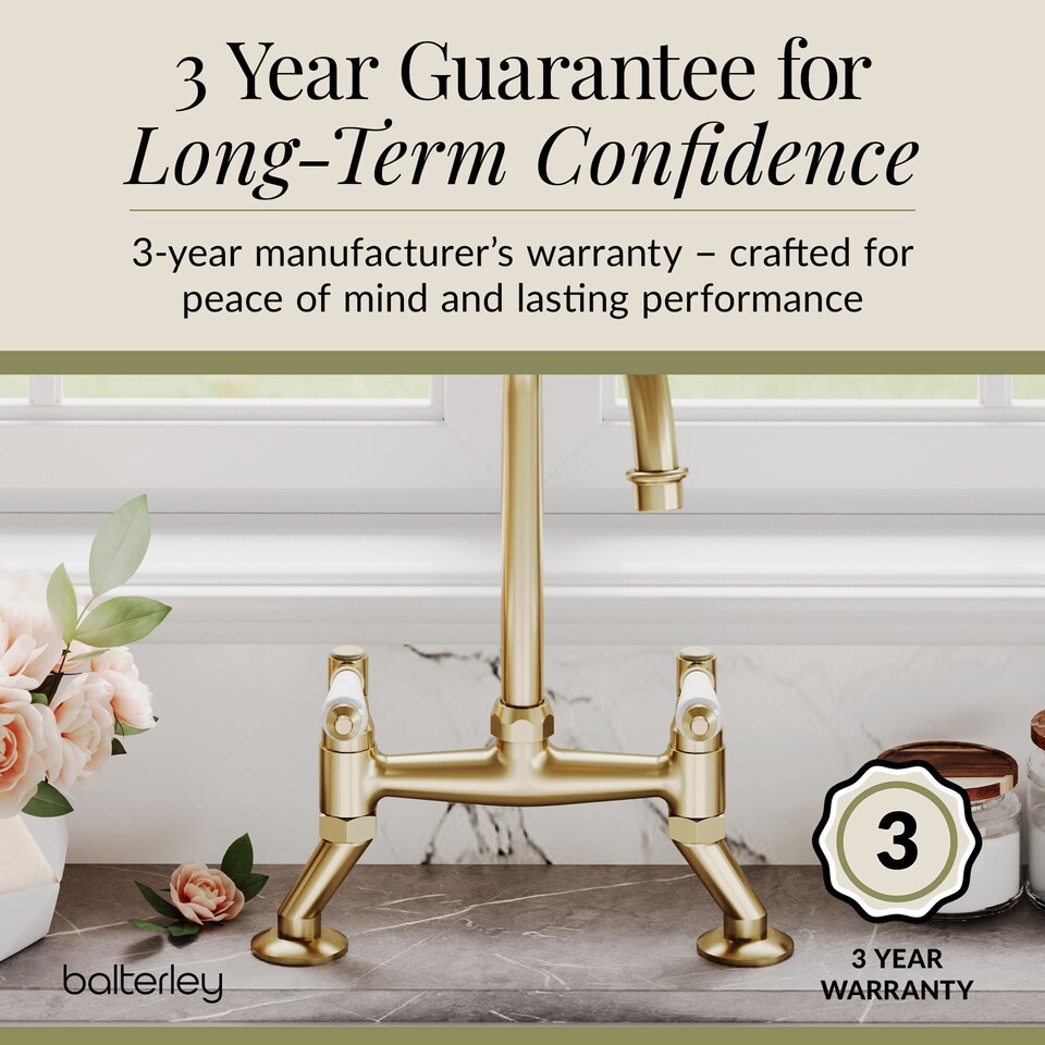 image 1 of Traditional Kitchen Sink Bridge Mixer Tap - Brushed Brass Lever | Copper | Brushed Brass | 1