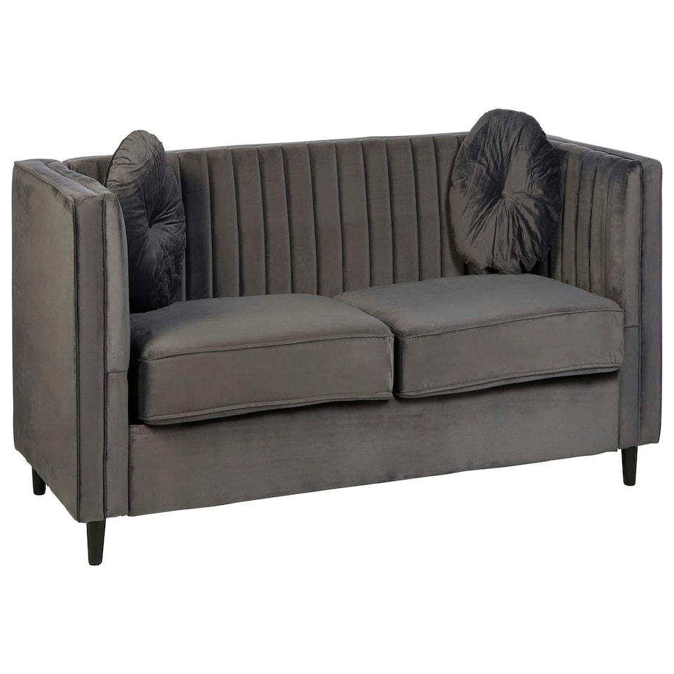 image 1 of Farah Three Seat Grey Velvet Sofa Grey