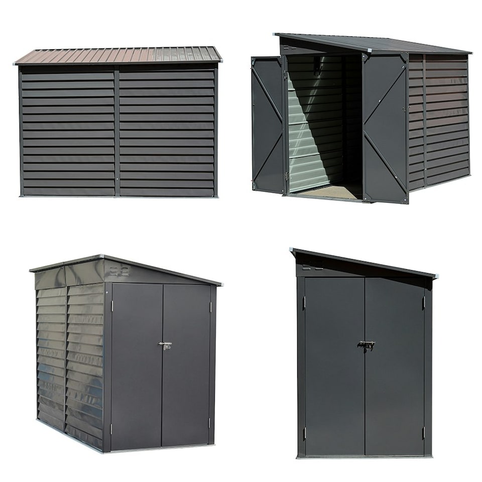 image 1 of Living and Home Outdoor Steel Storage Shed - Grey 270 x 144 x 202cm Grey