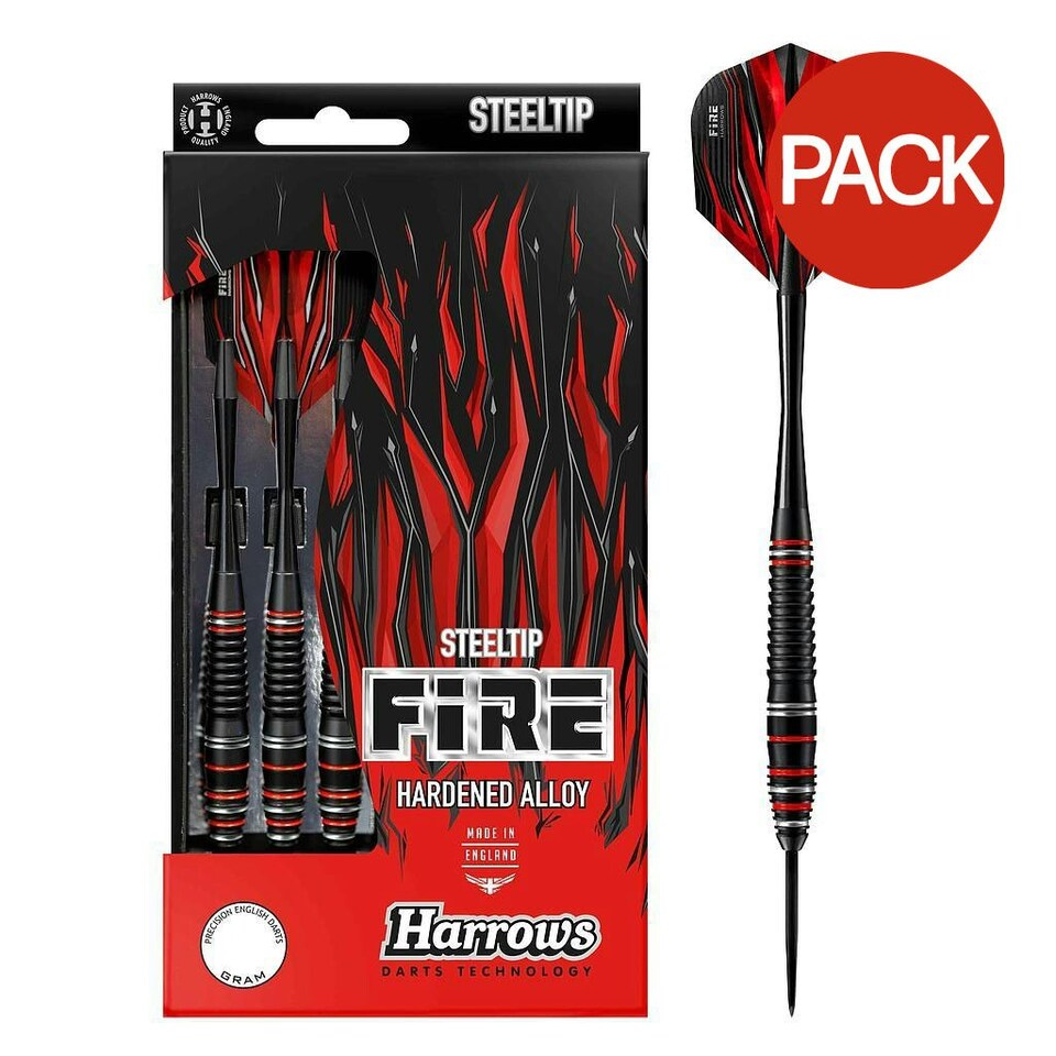 Harrows Fire High Grade Alloy Darts (Pack of 3) - Red/Black - 22g