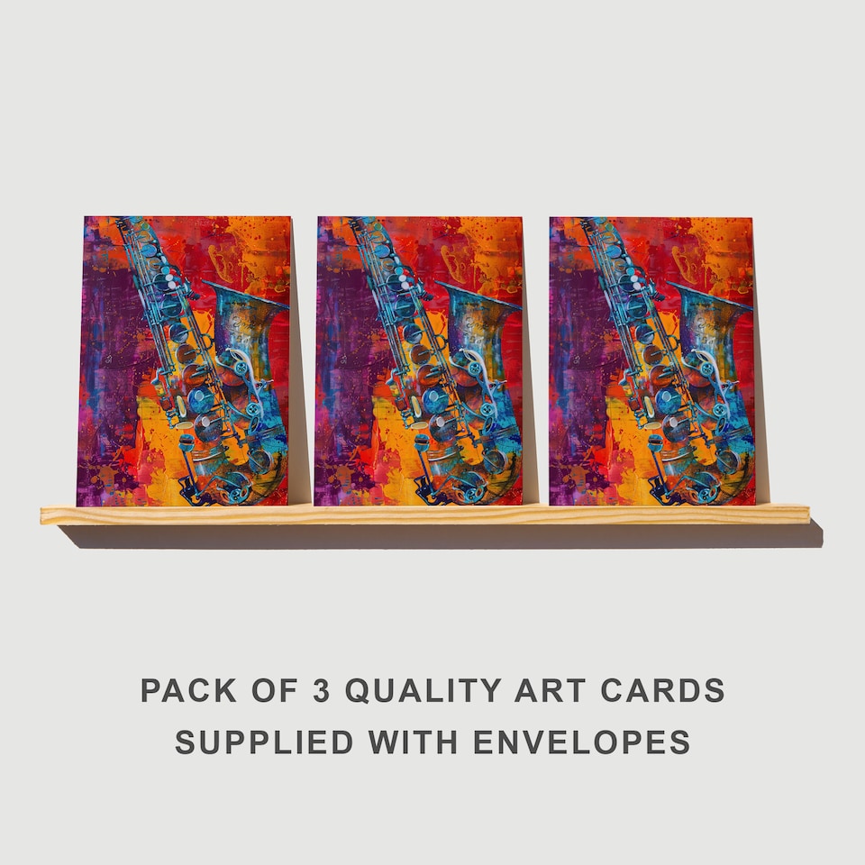 image 1 of Acid Jazz Saxophone Greeting Card Abstract Music Any Occasion Set of 3 Blank