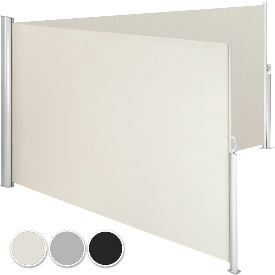 image 1 of Double-sided retractable awning & privacy screen Grey | 200 x 600 cm