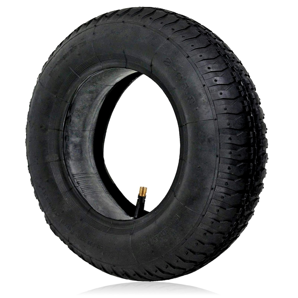 image 1 of SPARES2GO Tyre 3.50-8 Wheelbarrow Scooter Trolley Trailer Cart Pneumatic Innertubes x 2