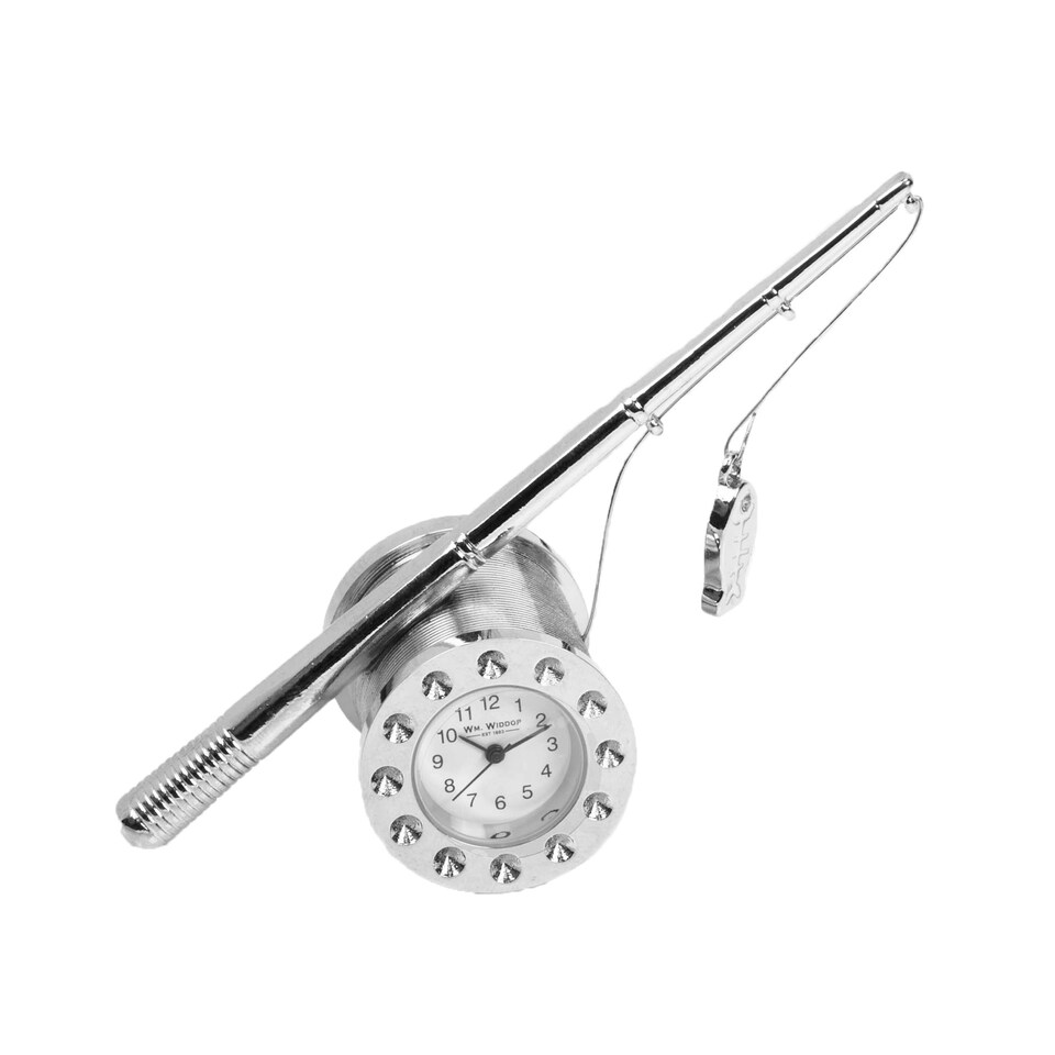 image 1 of Wm.Widdop Miniature Clock Fishing Pole - Satin Silver Finish Silver