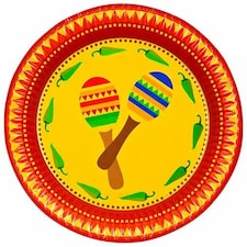 Mexican Fiesta Biodegradable Round Paper Plates 23cm - Pack of 10