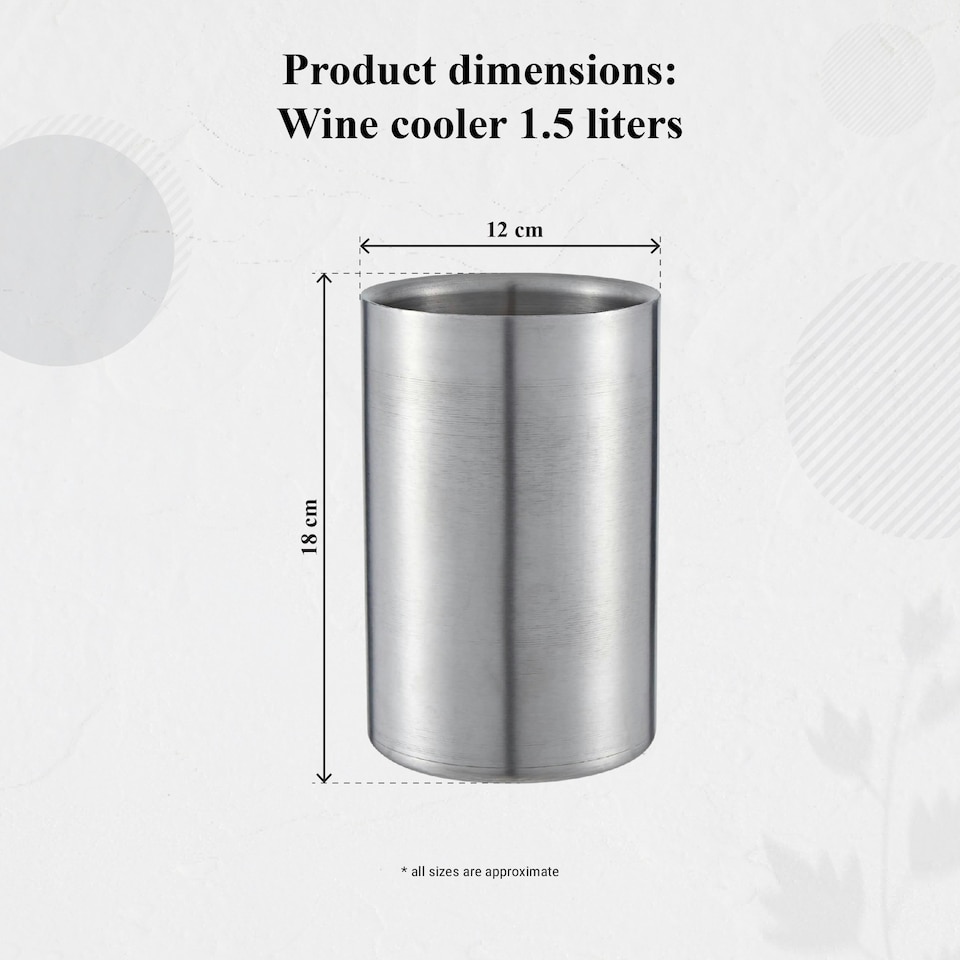 image 1 of Buckingham Double Wall Stainless Steel Wine Bottle Cooler Bucket Ice Party Bar matt finish , 1.3 Litre / 18 cm