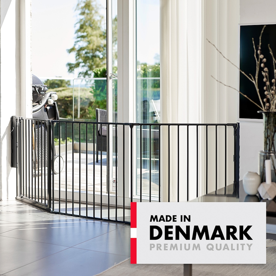 image 1 of BabyDan Olaf X Wide Wall Mounted Safety Gate & Fireguard 90 - 223cm Black