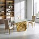 image 1 of Interiors By Premier Contemporary Design Tempered Glass Top Dining Table With Gold Finish Frame, Durable Constructed Dining Table Gold
