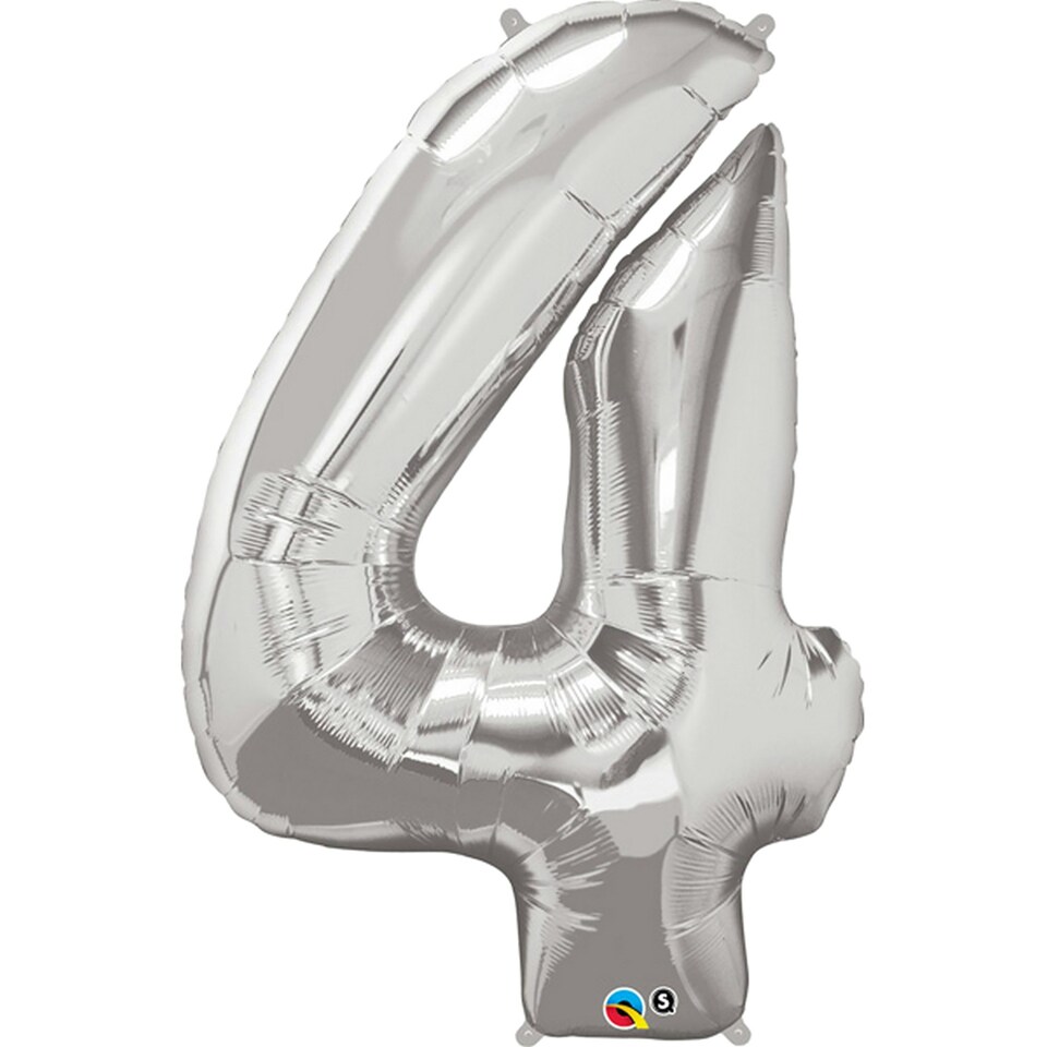 image 1 of Qualatex 34 Inch Metallic Silver Number Balloons (0-9) - Silver - 4