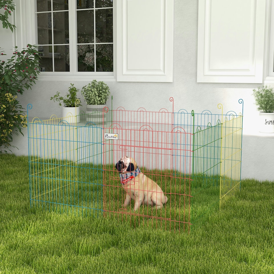 image 1 of PawHut Pet Playpen Dog Puppy Crate Kennel w/ Door, 60H x Φ156cm